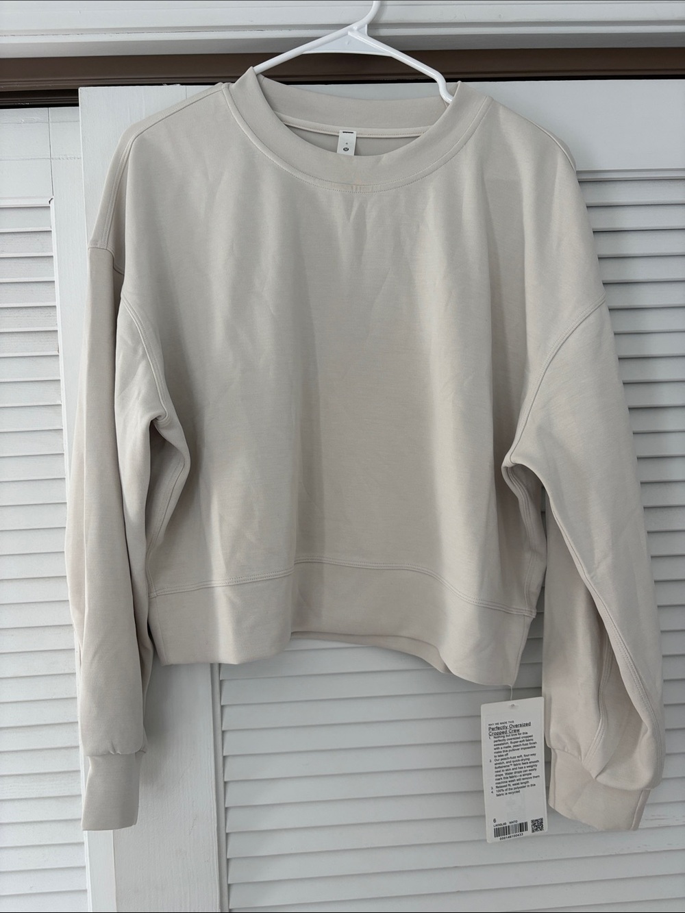 lululemon perfectly oversized cropped crew sweatshirt in Light Beige